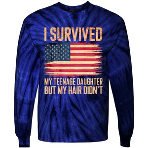 I Survived My Teenage Daughter FatherS Day Funny Tie-Dye Long Sleeve Shirt