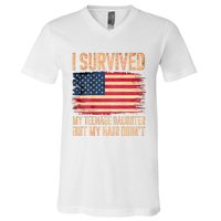 I Survived My Teenage Daughter FatherS Day Funny V-Neck T-Shirt