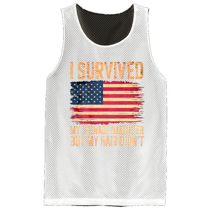 I Survived My Teenage Daughter FatherS Day Funny Mesh Reversible Basketball Jersey Tank