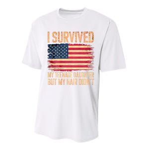 I Survived My Teenage Daughter FatherS Day Funny Performance Sprint T-Shirt