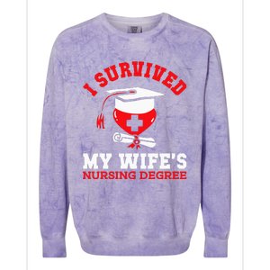 I Survived My WifeS Nursing Degree Nurse Rn Graduation 2024 Colorblast Crewneck Sweatshirt