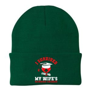 I Survived My WifeS Nursing Degree Nurse Rn Graduation 2024 Knit Cap Winter Beanie