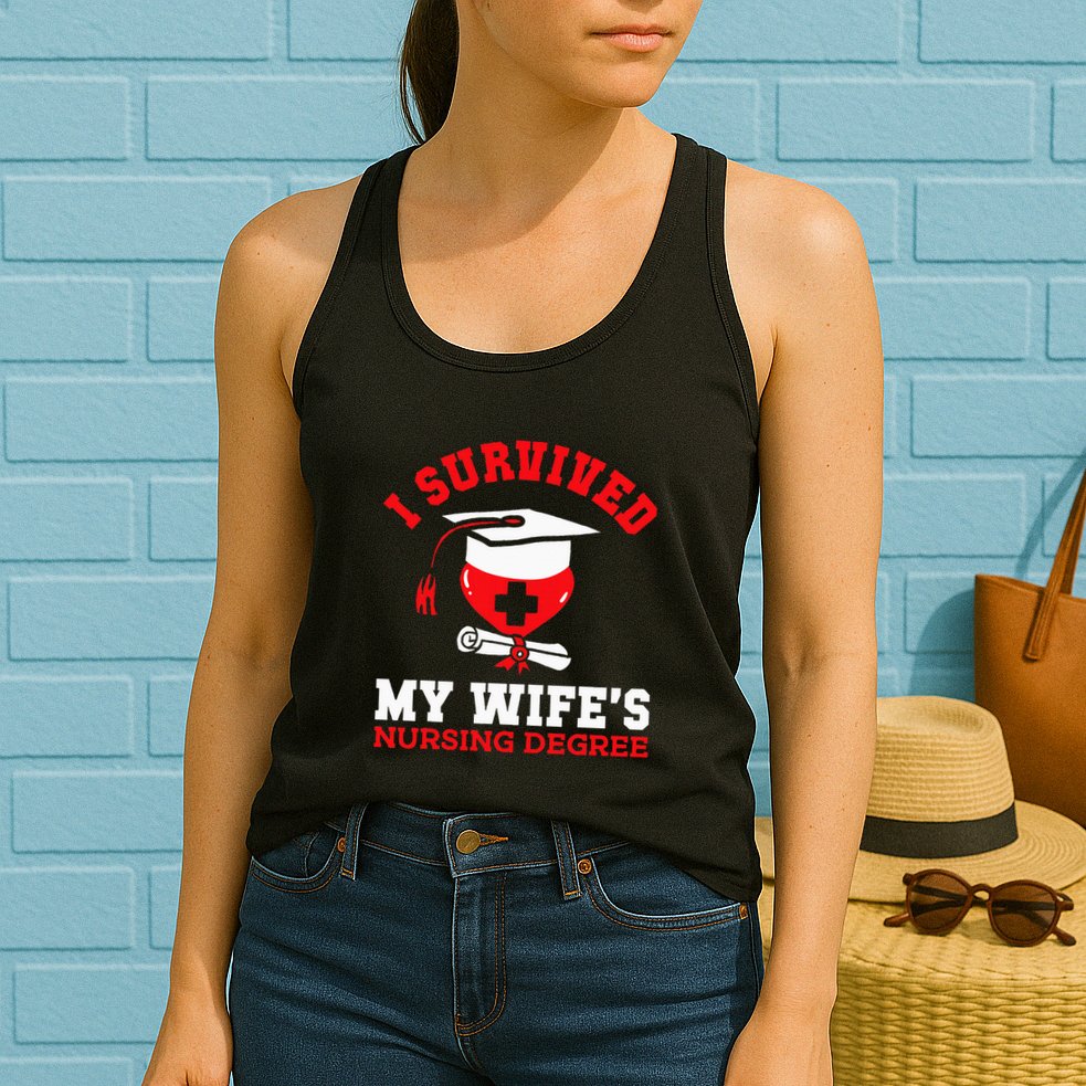 I Survived My WifeS Nursing Degree Nurse Rn Graduation 2024 Womens Tank Top