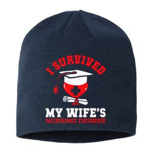 I Survived My WifeS Nursing Degree Nurse Rn Graduation 2024 Sustainable Beanie