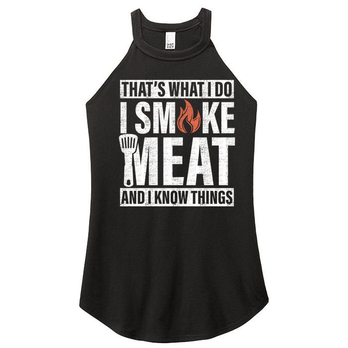 I Smoke Meat And I Know Things Funny BBQ Smoker Women's Perfect Tri Rocker Tank