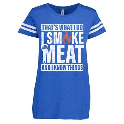 I Smoke Meat And I Know Things Funny BBQ Smoker Enza Ladies Jersey Football T-Shirt