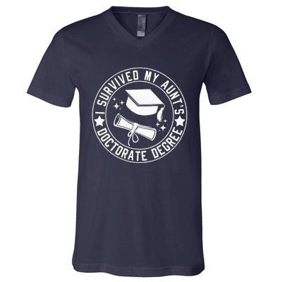 I Survived My AuntS Doctorate Degree School Graduation V-Neck T-Shirt