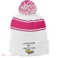 I Survived My Trip To NYC Stripe Pom Pom Beanie