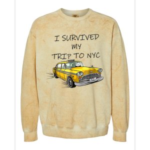 I Survived My Trip To NYC New York City Yellow Taxi Meme Colorblast Crewneck Sweatshirt