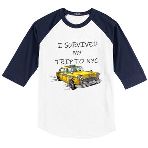 I Survived My Trip To NYC New York City Yellow Taxi Meme Baseball Sleeve Shirt