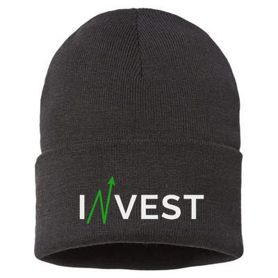 Invest Stock Market Trading Day Trader Money Investing Sustainable Knit Beanie