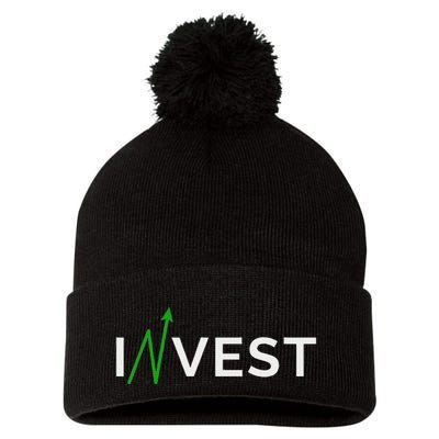 Invest Stock Market Trading Day Trader Money Investing Pom Pom 12in Knit Beanie
