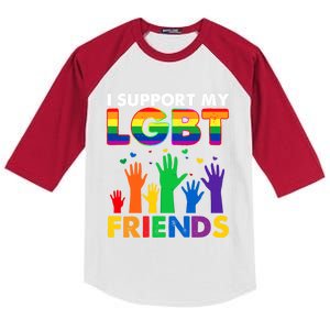 I Support My Lgbt Friends Lgbtq Pride Pride Month Cute Gift Kids Colorblock Raglan Jersey