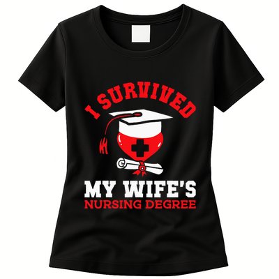 I Survived My WifeS Nursing Degree Nurse Rn Graduation 2024 Womens T-Shirt