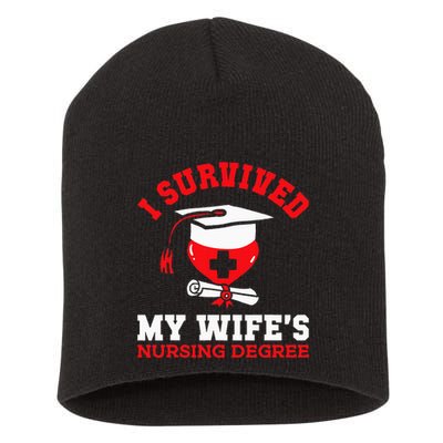 I Survived My WifeS Nursing Degree Nurse Rn Graduation 2024 Short Acrylic Beanie