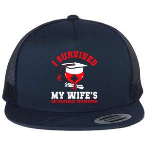 I Survived My WifeS Nursing Degree Nurse Rn Graduation 2024 Flat Bill Trucker Hat