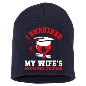 I Survived My WifeS Nursing Degree Nurse Rn Graduation 2024 Short Acrylic Beanie