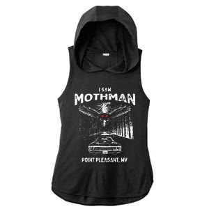 I Saw Mothman In Point Pleasant West Virginia Cryptid Ladies PosiCharge Tri-Blend Wicking Draft Hoodie Tank