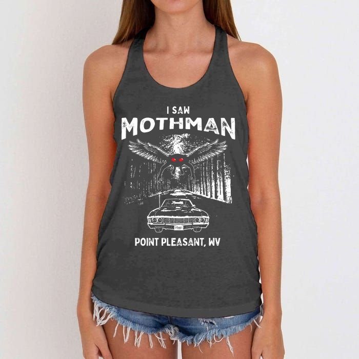 I Saw Mothman In Point Pleasant West Virginia Cryptid Women's Knotted Racerback Tank