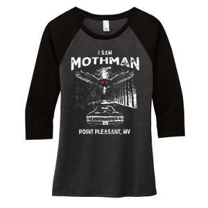 I Saw Mothman In Point Pleasant West Virginia Cryptid Women's Tri-Blend 3/4-Sleeve Raglan Shirt