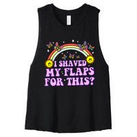 I Shaved My Flaps For This Funny Embarrassing Adult Humor Women's Racerback Cropped Tank