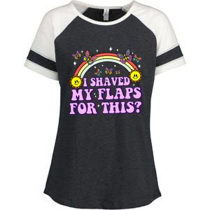 I Shaved My Flaps For This Funny Embarrassing Adult Humor Enza Ladies Jersey Colorblock Tee