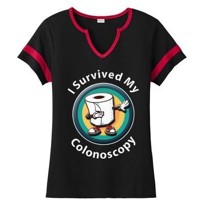 I Survived My Colonoscopy Survivor Funny Hospital Patient Ladies Halftime Notch Neck Tee