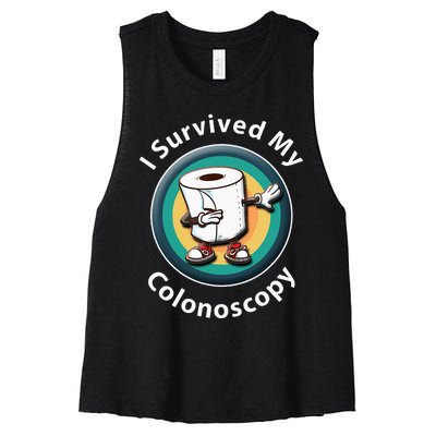 I Survived My Colonoscopy Survivor Funny Hospital Patient Women's Racerback Cropped Tank