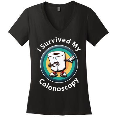 I Survived My Colonoscopy Survivor Funny Hospital Patient Women's V-Neck T-Shirt