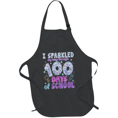 I Sparkled My Way Through 100 Days Of School Funny Print Full-Length Apron With Pockets