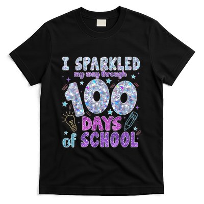 I Sparkled My Way Through 100 Days Of School Funny Print T-Shirt