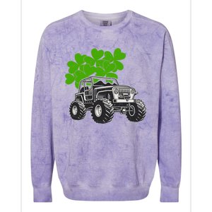 Irish Shamrock Monster Truck St Patrick's Day Cute Gift Colorblast Crewneck Sweatshirt