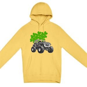 Irish Shamrock Monster Truck St Patrick's Day Cute Gift Premium Pullover Hoodie