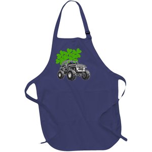 Irish Shamrock Monster Truck St Patrick's Day Cute Gift Full-Length Apron With Pockets