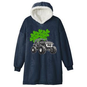 Irish Shamrock Monster Truck St Patrick's Day Cute Gift Hooded Wearable Blanket