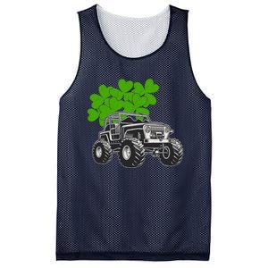 Irish Shamrock Monster Truck St Patrick's Day Cute Gift Mesh Reversible Basketball Jersey Tank