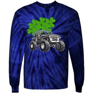 Irish Shamrock Monster Truck St Patrick's Day Cute Gift Tie-Dye Long Sleeve Shirt