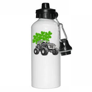 Irish Shamrock Monster Truck St Patrick's Day Cute Gift Aluminum Water Bottle