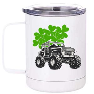 Irish Shamrock Monster Truck St Patrick's Day Cute Gift 12 oz Stainless Steel Tumbler Cup