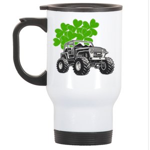 Irish Shamrock Monster Truck St Patrick's Day Cute Gift Stainless Steel Travel Mug