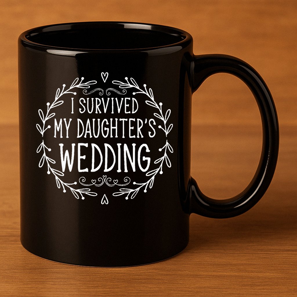 I Survived My Daughter's Wedding Beautiful Bride's Dad 11oz C Handle Ceramic Mug
