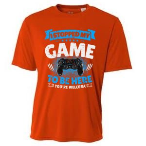 I Stopped My Game To Be Here Gaming Funny Video Gamer Meaningful Gift Cooling Performance Crew T-Shirt