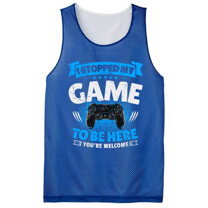 I Stopped My Game To Be Here Gaming Funny Video Gamer Meaningful Gift Mesh Reversible Basketball Jersey Tank