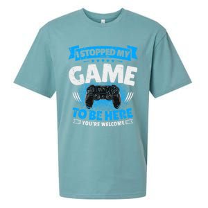 I Stopped My Game To Be Here Gaming Funny Video Gamer Meaningful Gift Sueded Cloud Jersey T-Shirt