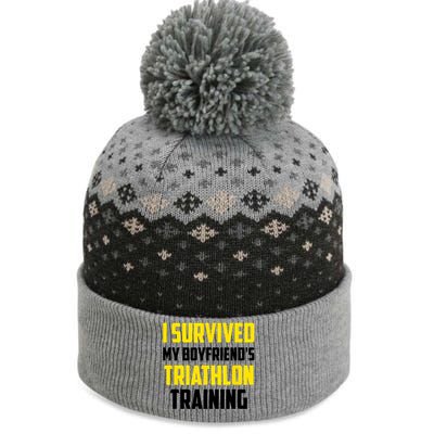 I Survived My BoyfriendS Triathlon Training Triathlete The Baniff Cuffed Pom Beanie