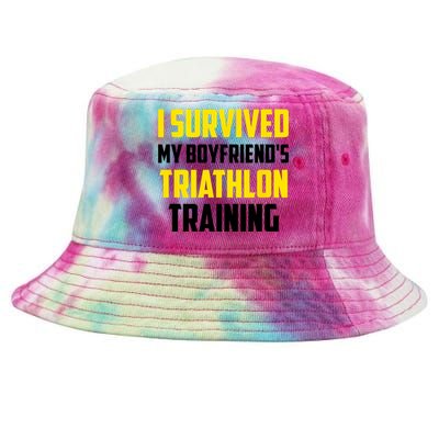 I Survived My BoyfriendS Triathlon Training Triathlete Tie-Dyed Bucket Hat