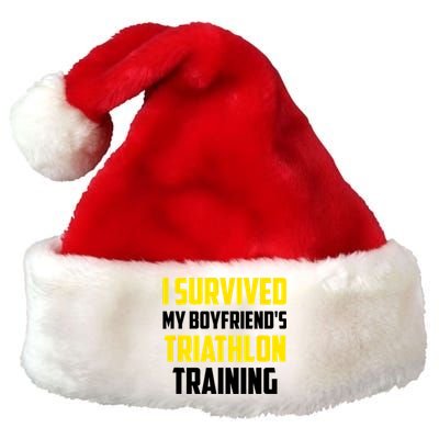 I Survived My BoyfriendS Triathlon Training Triathlete Premium Christmas Santa Hat