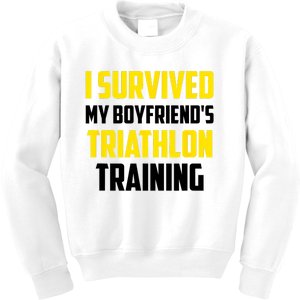 I Survived My BoyfriendS Triathlon Training Triathlete Kids Sweatshirt