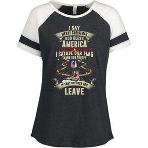 I Say Merry Christmas God Bless America Cool Gift Enza Ladies Jersey Colorblock Tee