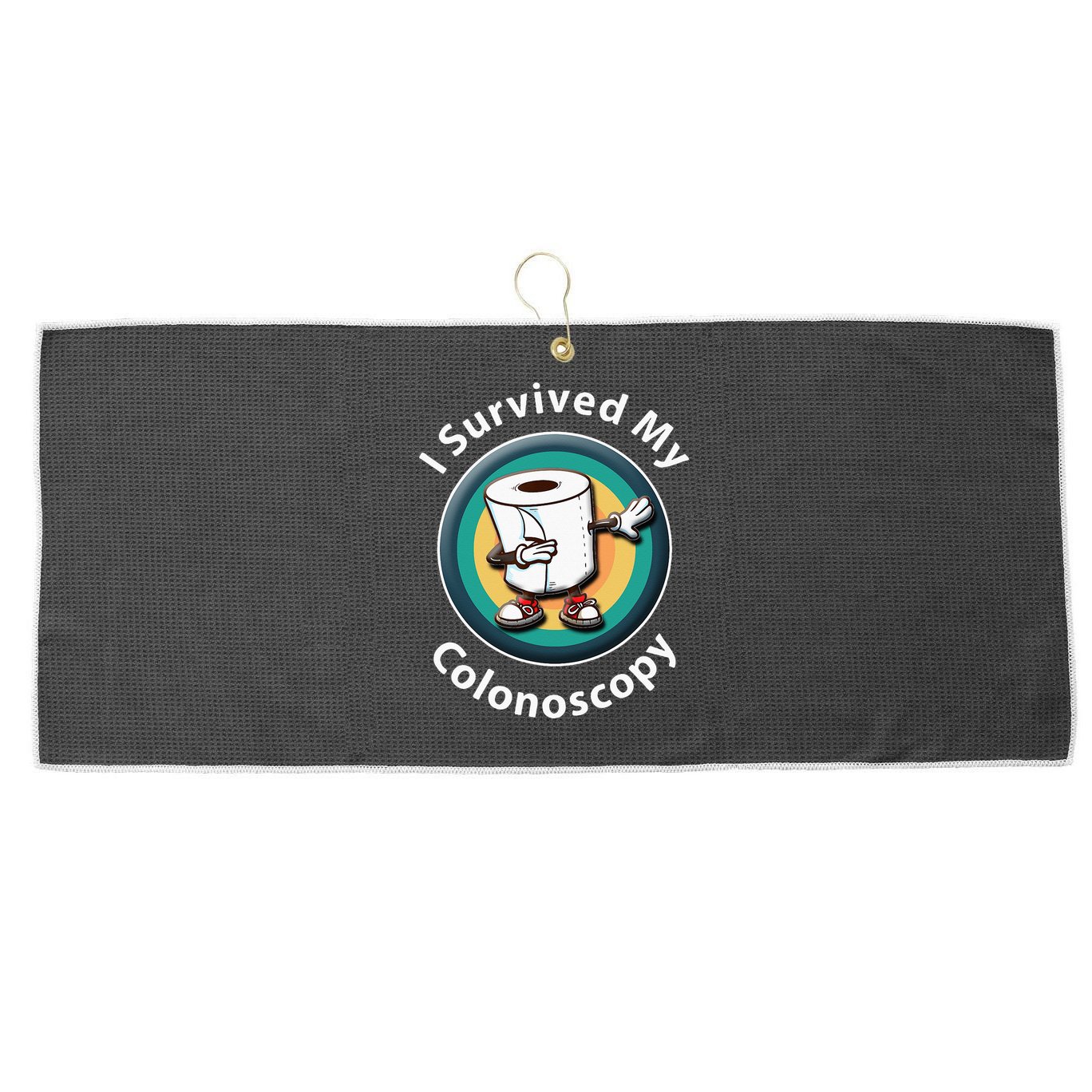 I Survived My Colonoscopy Survivor  Funny Hospital Patient  Large Microfiber Waffle Golf Towel